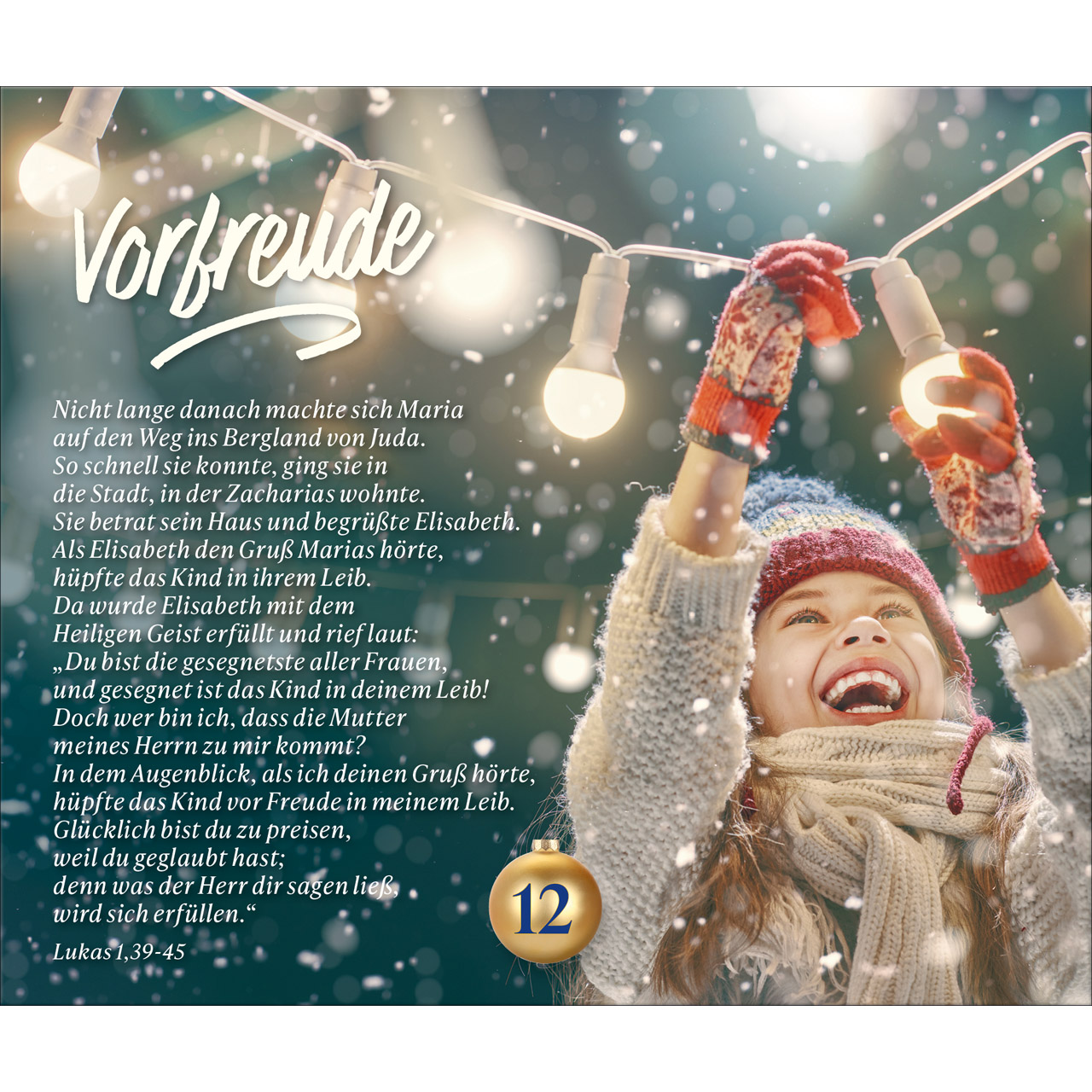 Adventskalender - Wie ein helles Licht in der Nacht - Weihnachtskugel Glas Krippe Maria Josef Jesus Baby Kuh Ochs Esel