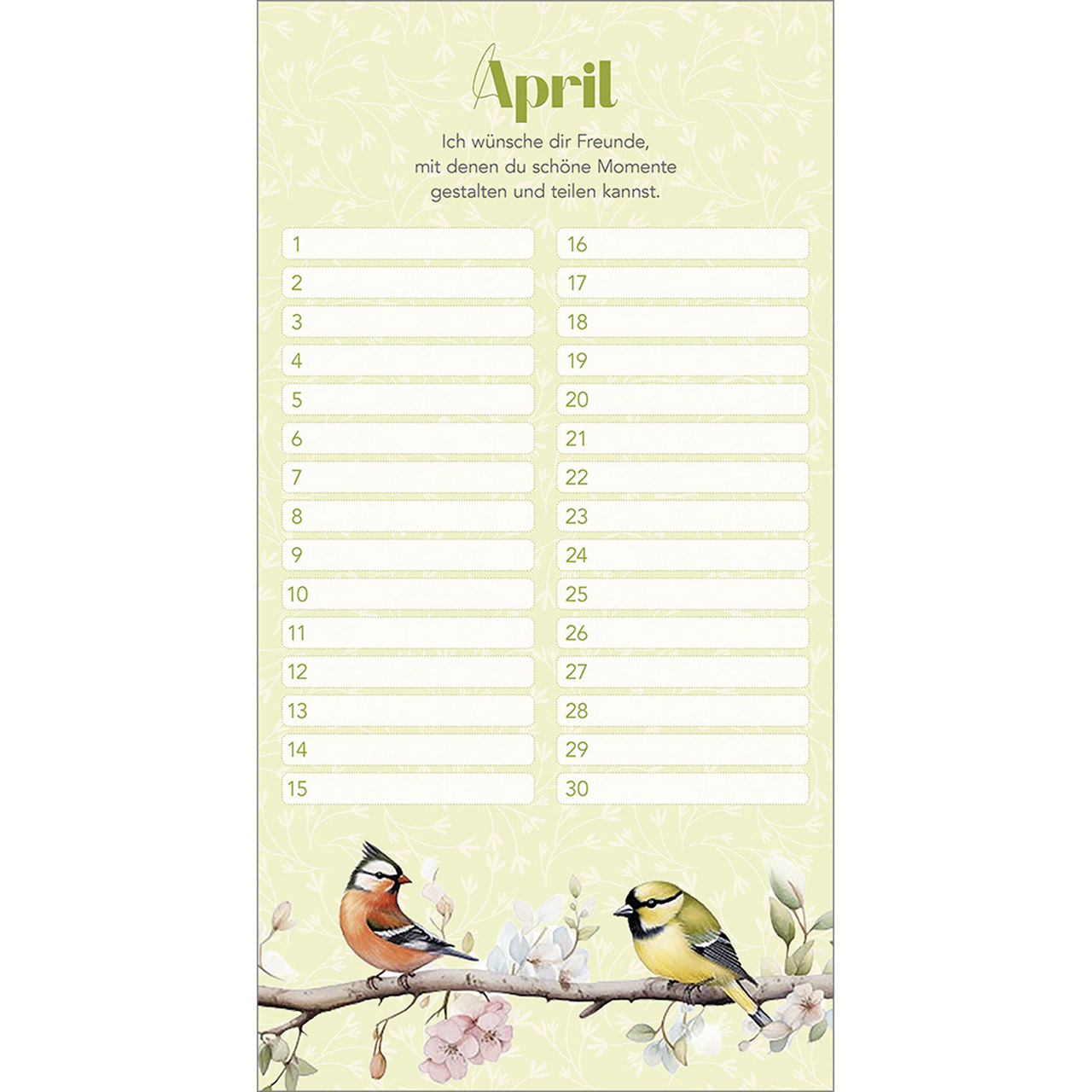 Immerwährender Kalender - Dankbar für dich - Aquarell Blumen