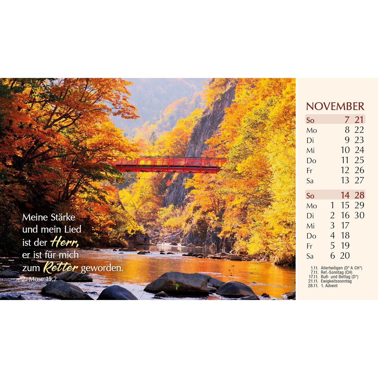 Postkartenkalender - Heute und morgen bin ich geborgen 2027