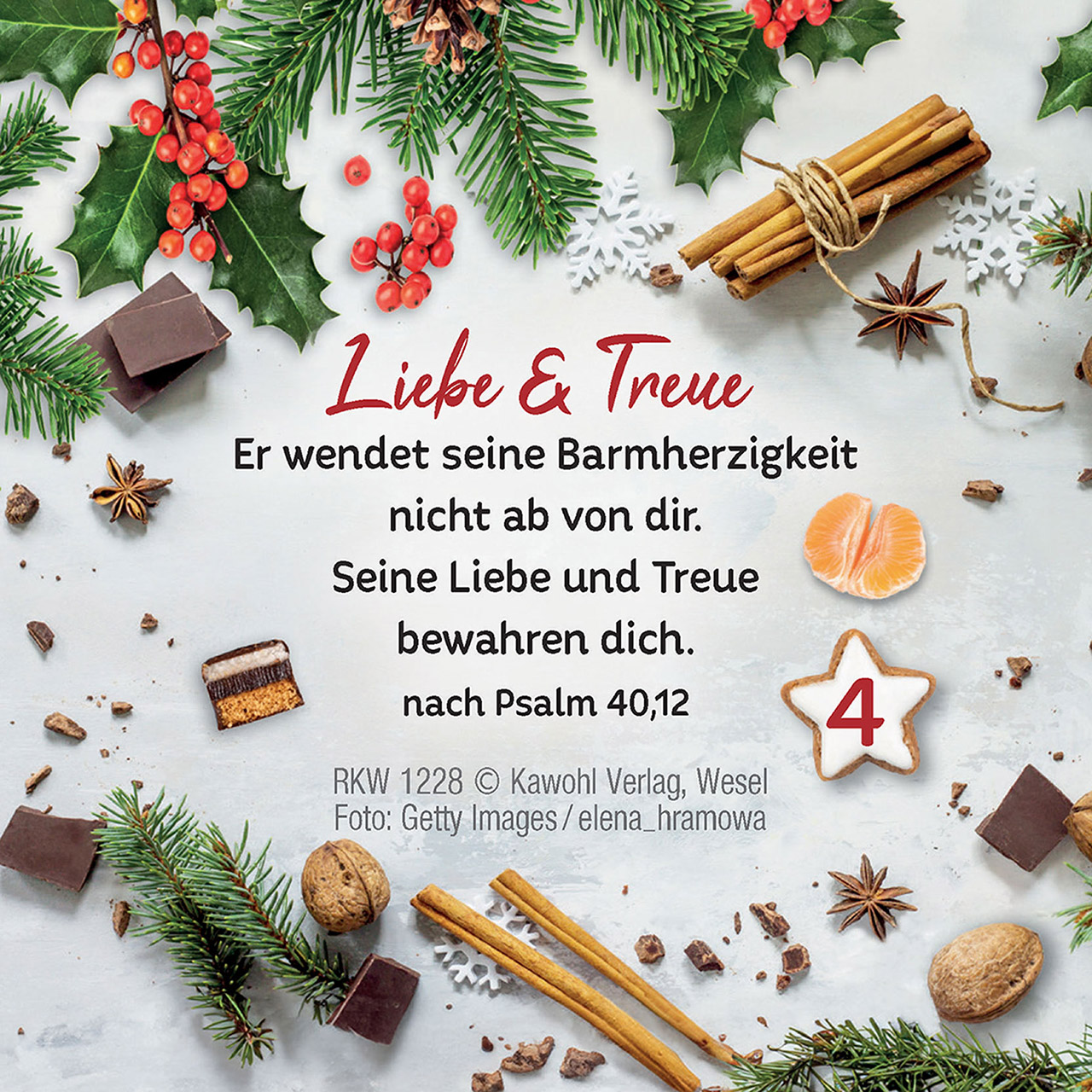 Adventskalender - Genussworte für den Advent - Äpfel Mandarinen Tannenzweige