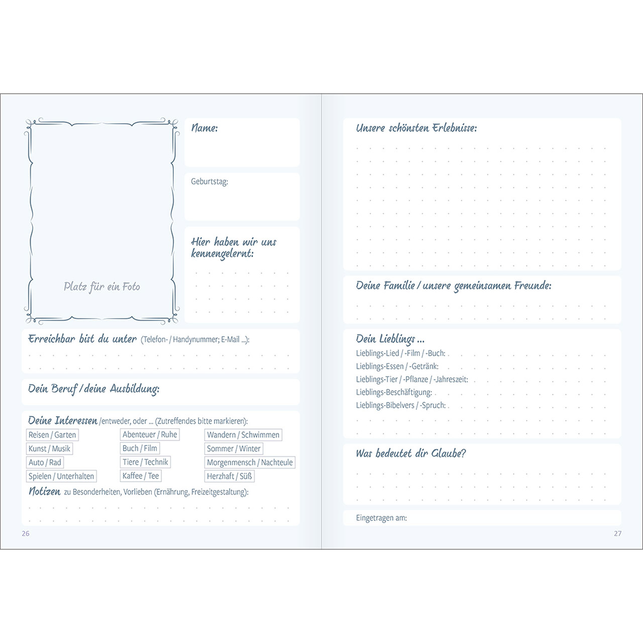 Buch - Meine Lebensbegleiter - Familie und Freunde - Blumen Zeichnung Grafik