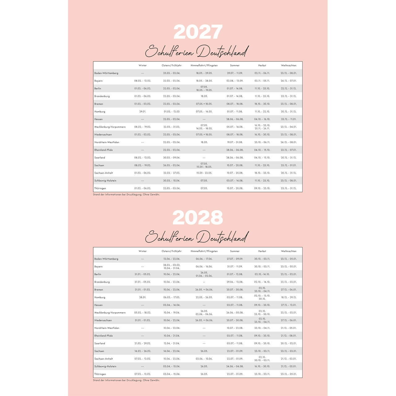 Terminkalender - Familienplaner 2027