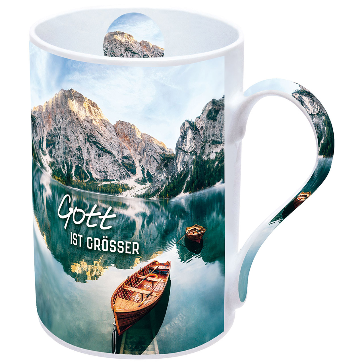 Was vor dir liegt Tasse - Was vor dir liegt - Boote Berge See Spiegelung