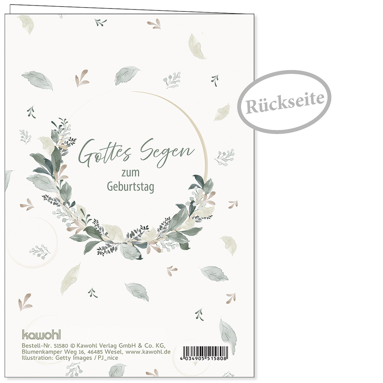 Faltkarte - Zum Geburtstag herzliche Segenswünsche - Blumen Kranz Blüten Aquarell