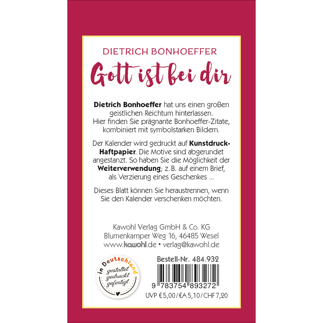 Aufkleberkalender - Gott ist bei dir 2027