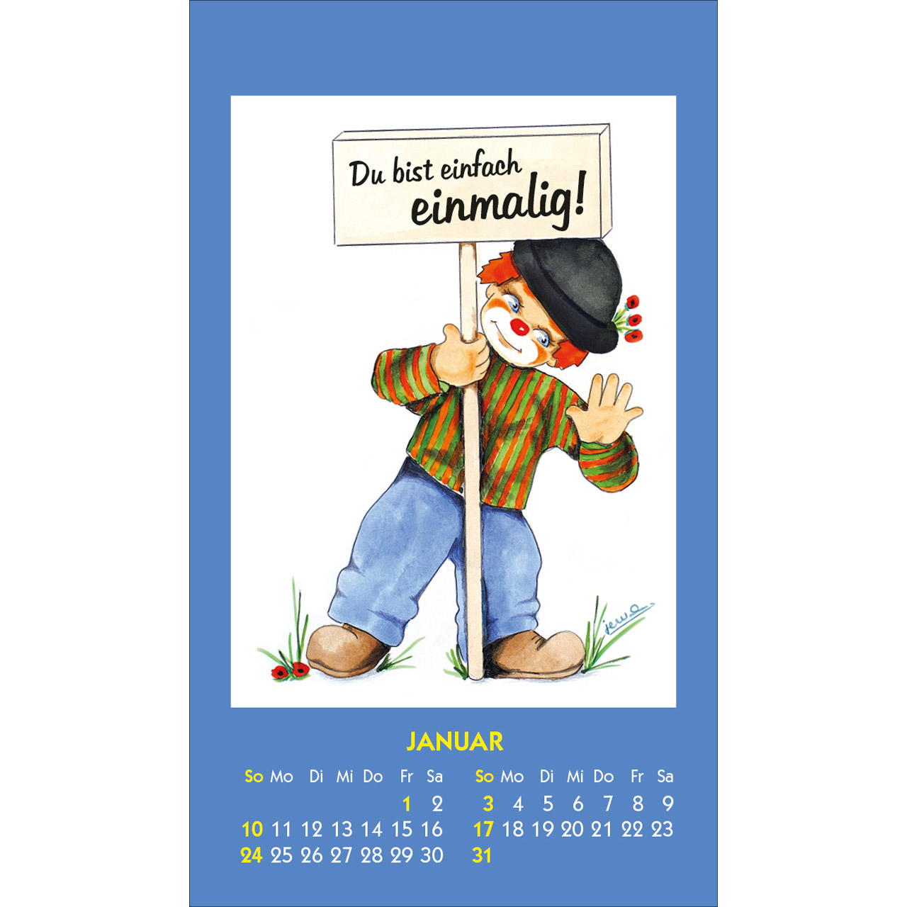 Aufkleberkalender - Kleine Clown-Grüße 2027