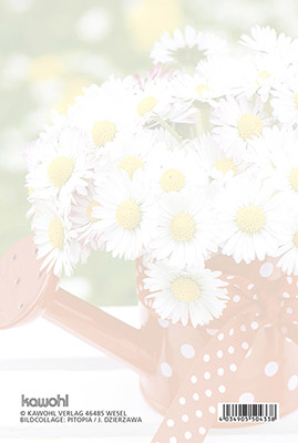 Faltkarte - Ein neues Leben - Collage Gänseblümchen Gießkanne Blumen