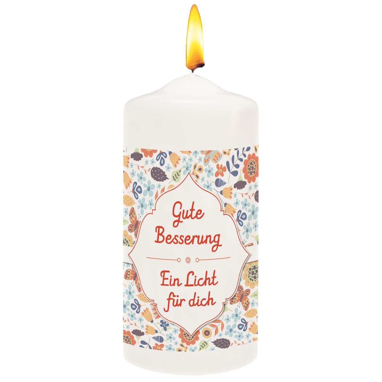 Gute Besserung - Ein Licht für dich Kerze - Gute Besserung - Ein Licht für dich - Blumen Streumuster