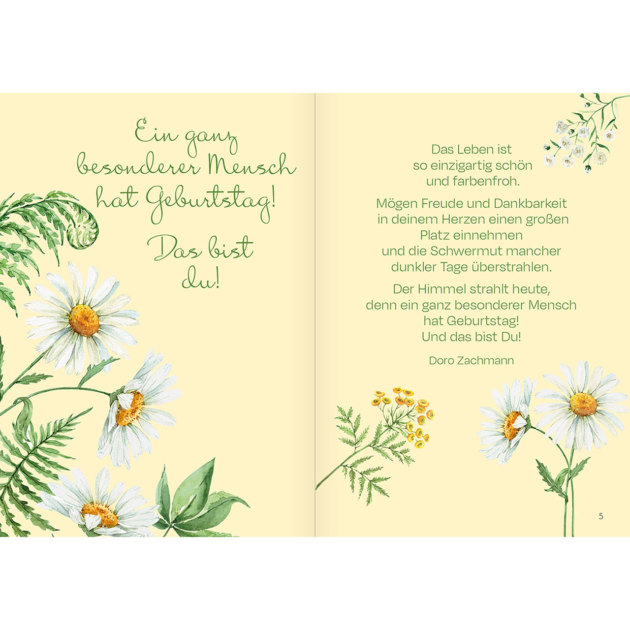 Grußheft - Viel Grund zur Freude wünsche ich dir - Grafik Aquarell Wildblumen