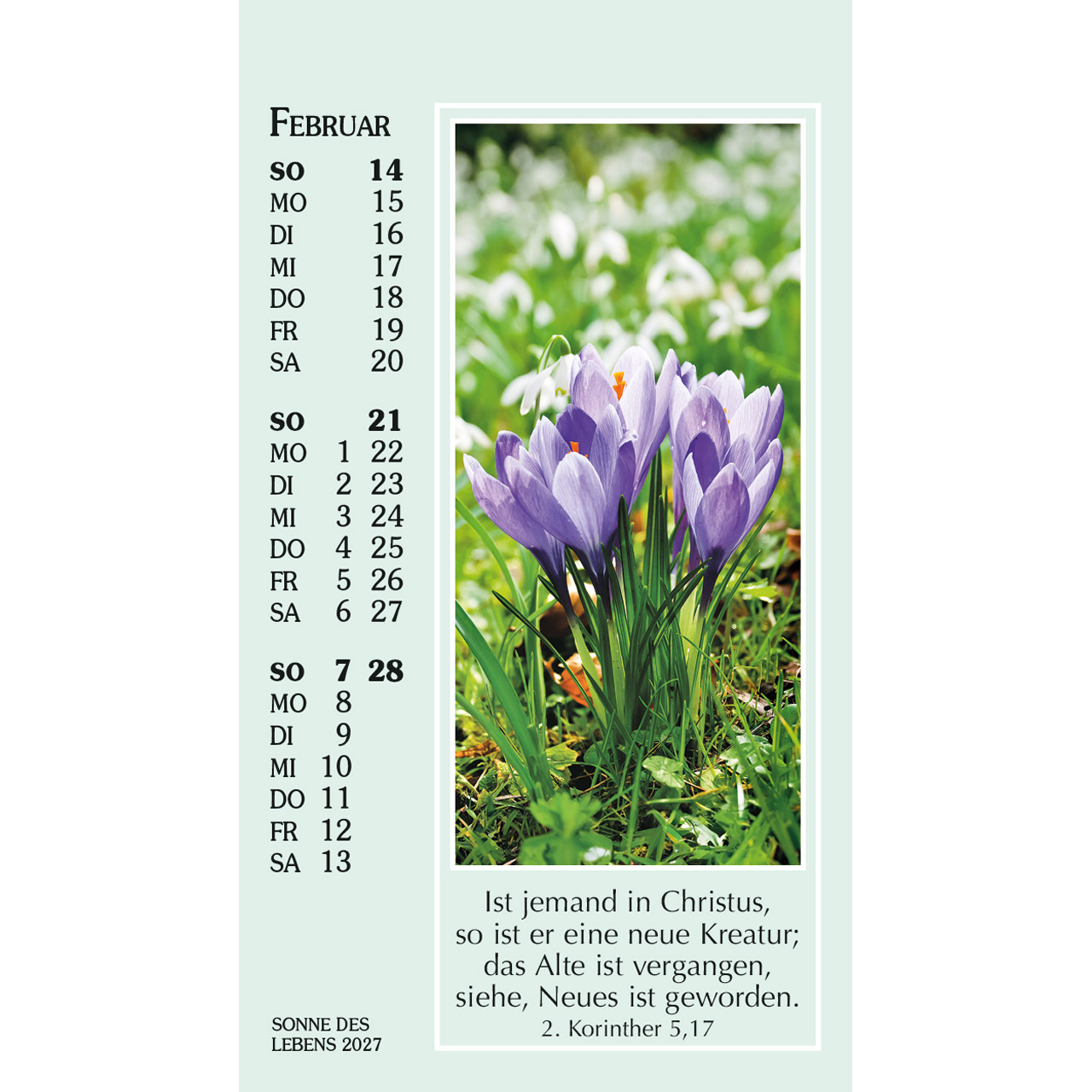 Aufstellkalender - Sonne des Lebens 2027