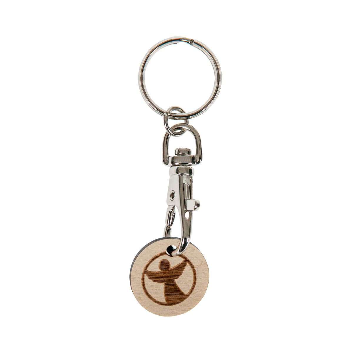 Schlüsselanhänger - Schlüsselanhänger mit Karabiner und Holz EK-Chip 'Engel'