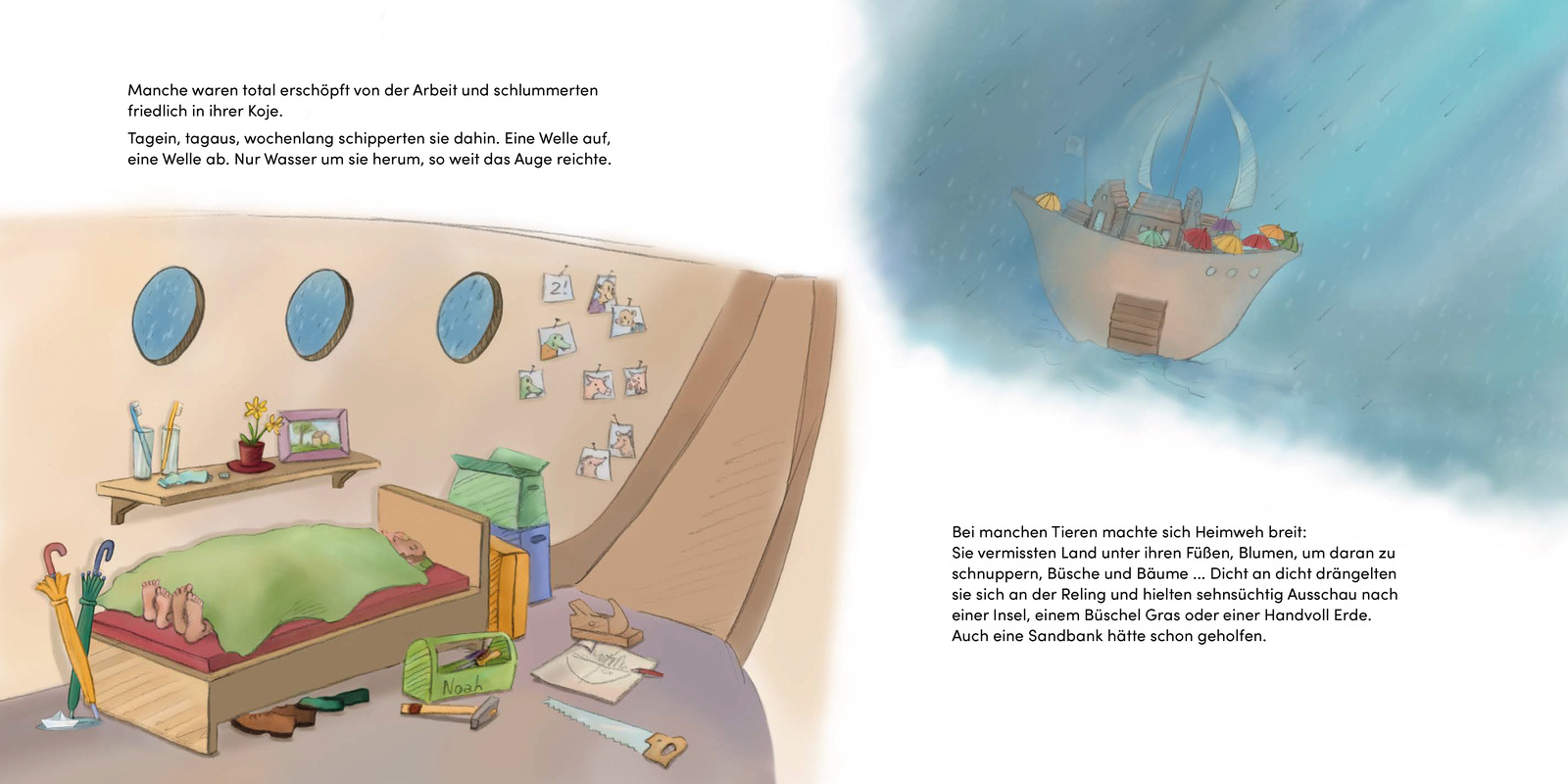Buch - Alle im selben Boot - Kinderbuch Arche Tiere Regenbogen färben