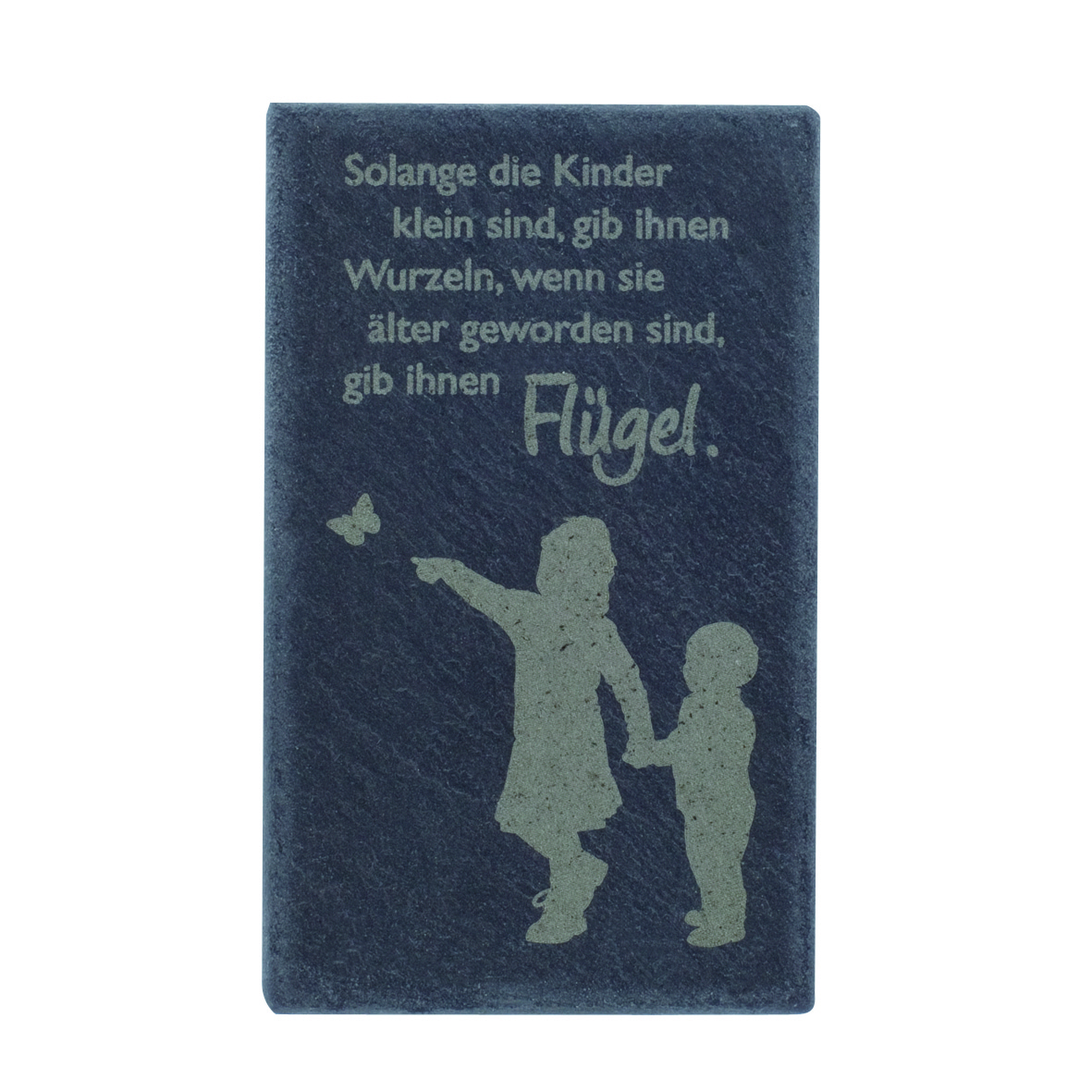 Schiefertafel 'Gib ihnen Flügel' Mit Aufhängehaken auf der Rückseite