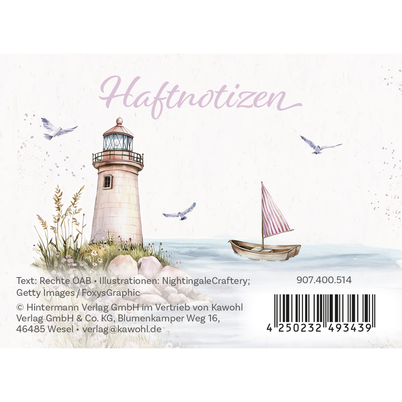 Haftnotizen - Fürchte dich nicht, denn ich bin mit dir; - Grafik Leuchtturm Boot Möve Stenne Blumen Wasser Meer