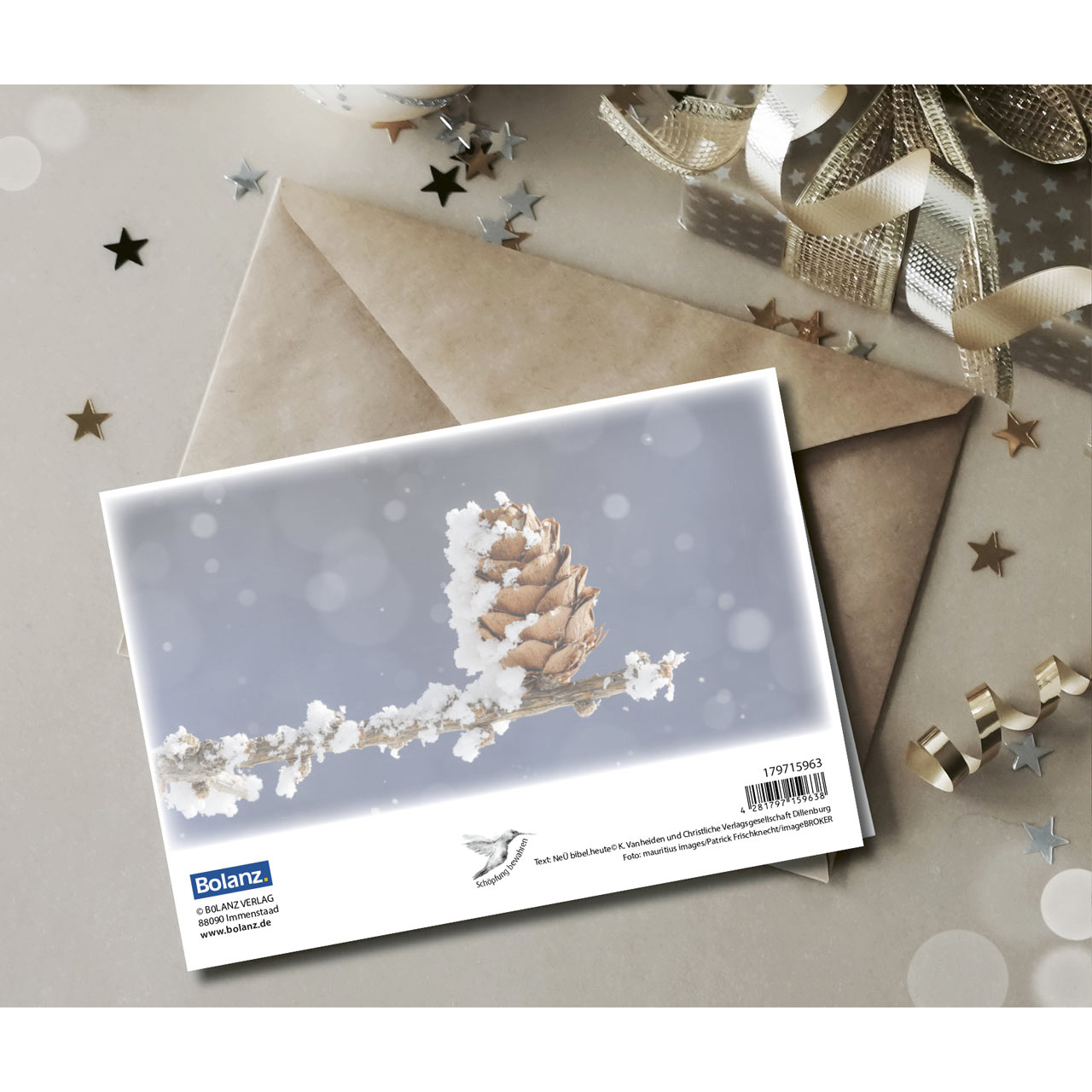 Faltkarte - Faltkarte 'Gesegnete Weihnachtszeit'  1x                    Motiv: Tannenzapfen