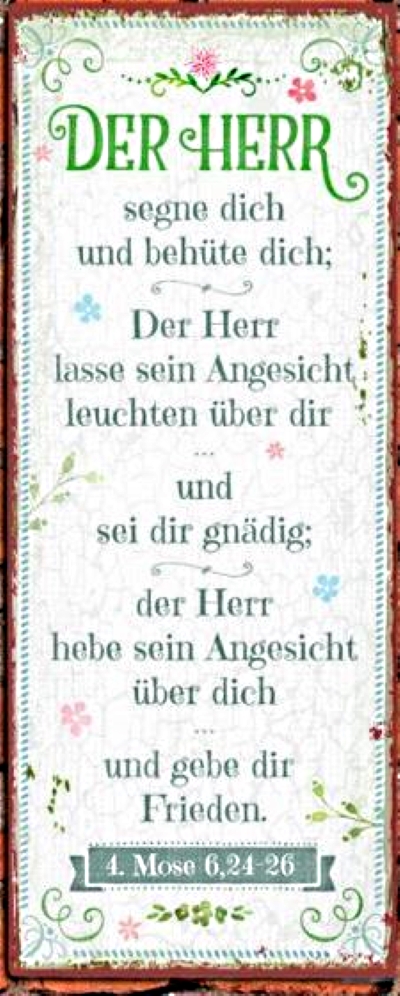 Wanddekoration - Metallschild 'Der Herr segne dich ...'