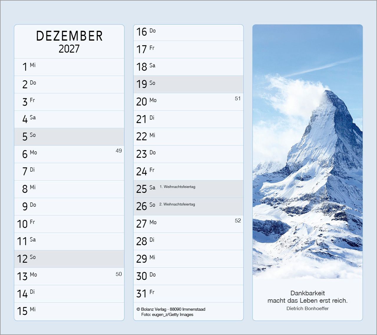 Terminkalender - Vormerk-Kalender 2027 mit Sinnsprüchen