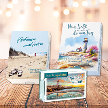 Zwei Kartenboxen und eine Impuls-Box auf einem Holztisch.