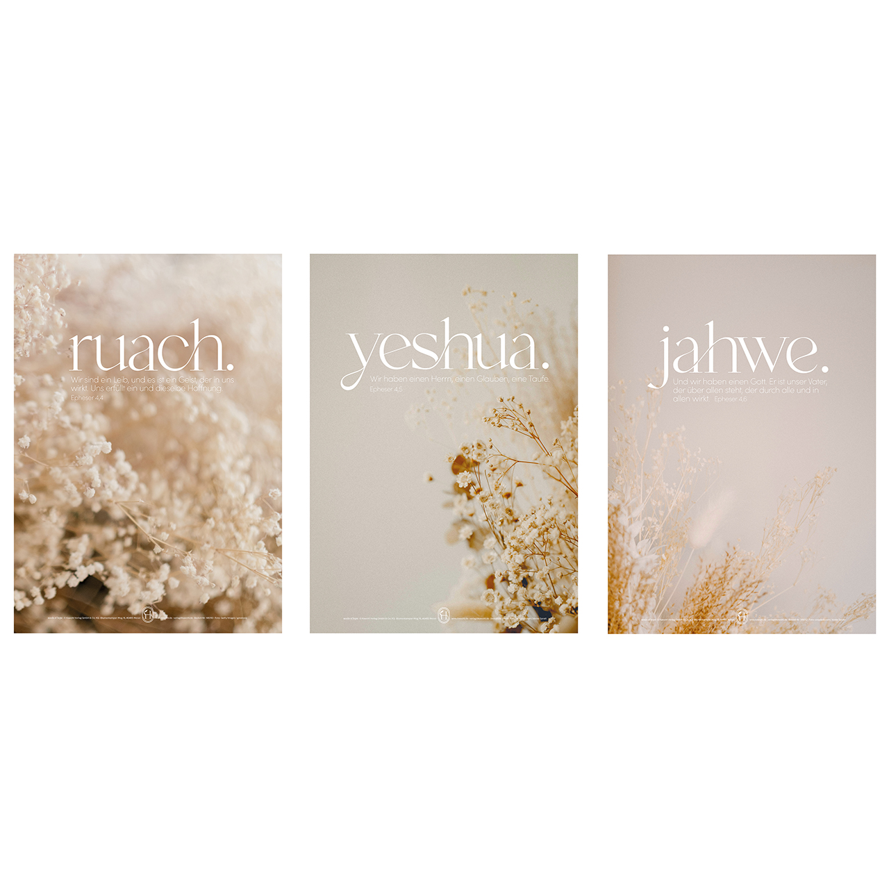 Poster - ruach. yeshua. jahwe. - Trockenblumen