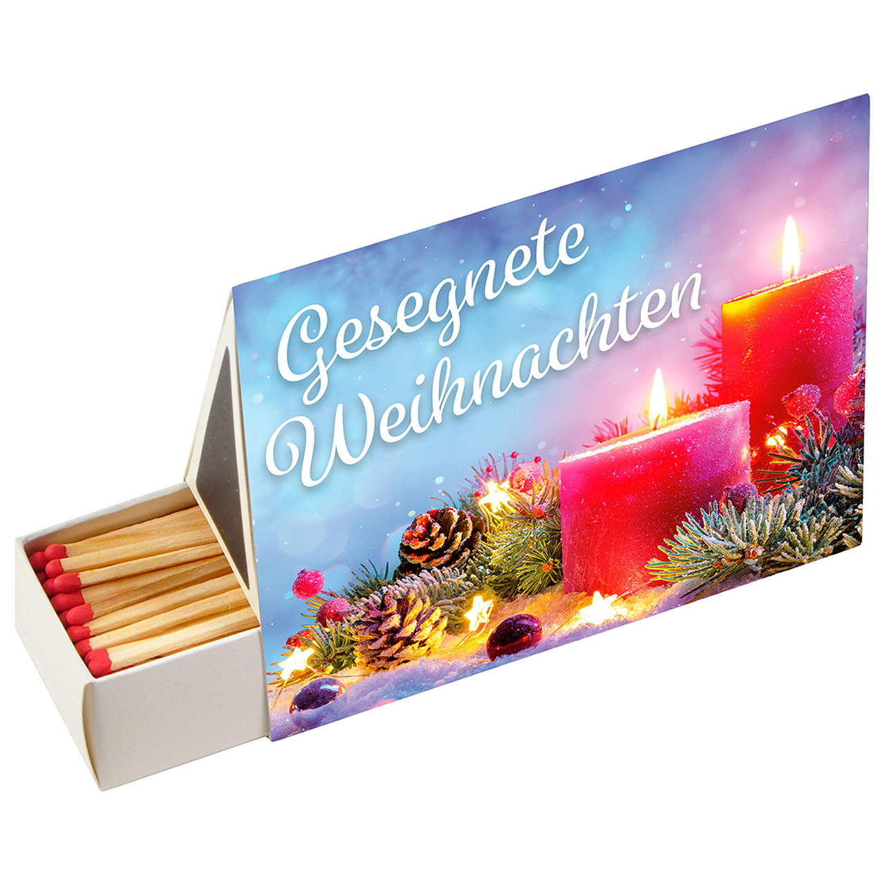 Streichhölzer - Gesegnete Weihnachten - Kerzen Deko Tannenzapfen