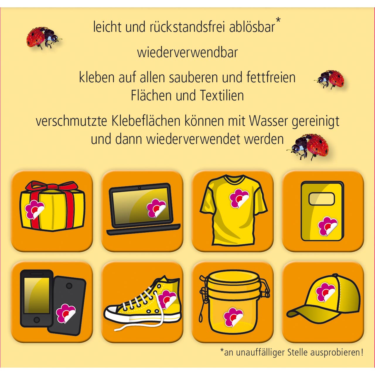 Gott hält dich in seiner Hand (Aufkleber) 3D-Sticker - Gott hält dich in seiner Hand (Aufkleber) - Marienkäfer Blatt Tropfen