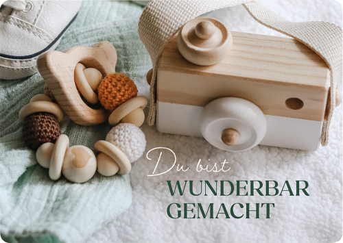 Postkarte - Postkarte 'Du bist wunderbar gemacht' - Holzrassel Kamera