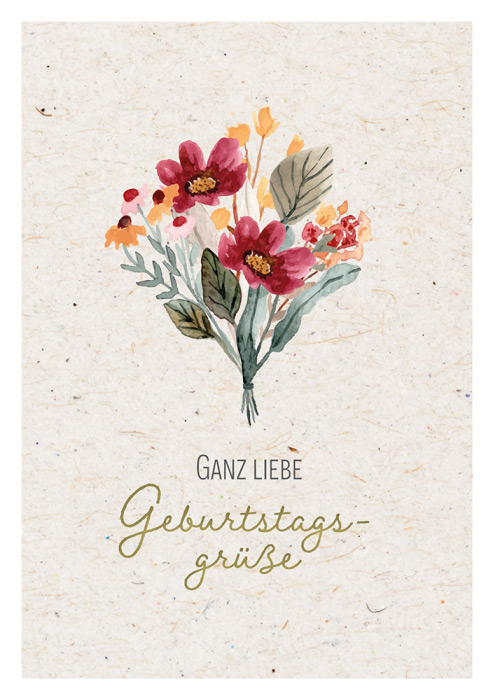 Faltkarte - Faltkarte "Ganz liebe Geburtstagsgrüße" - Blumen