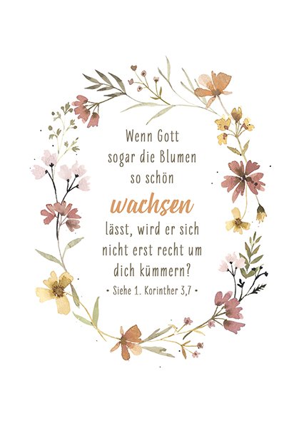 Postkarte - Postkarte 'Wenn Gott sogar die Blumen so schön wachsen lässt...'