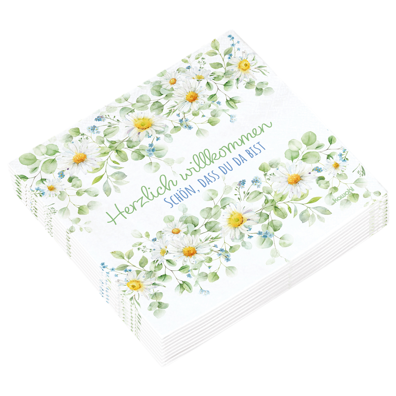 Servietten - Sei gesegnet jeden Tag - Aquarell Blumen