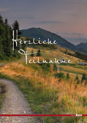 Herzliche Teilnahme Faltkarte - Herzliche Teilnahme - Weg Landschaft Berge