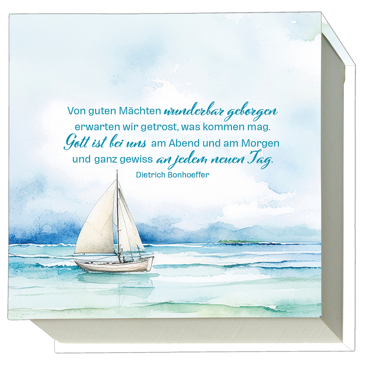 Notizblock - Von guten Mächten - Segelboot Aquarell Meer Wolken