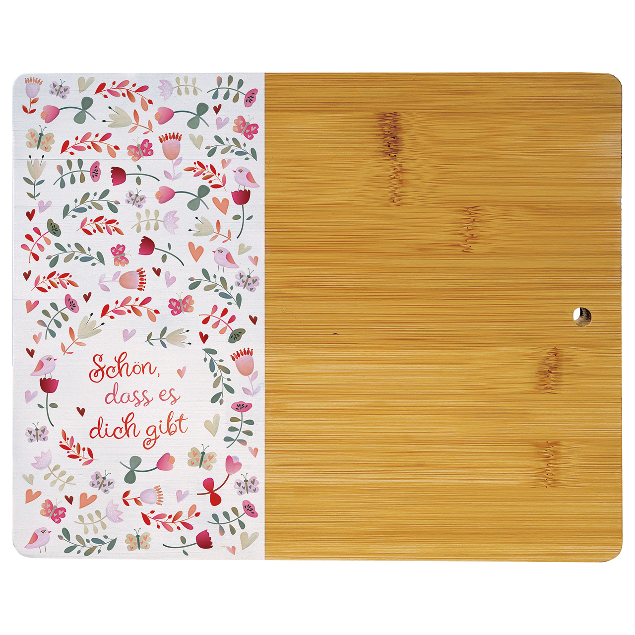 Frühstücks-Brettchen - Schön, dass es dich gibt - Blumen Aquarell Herz
