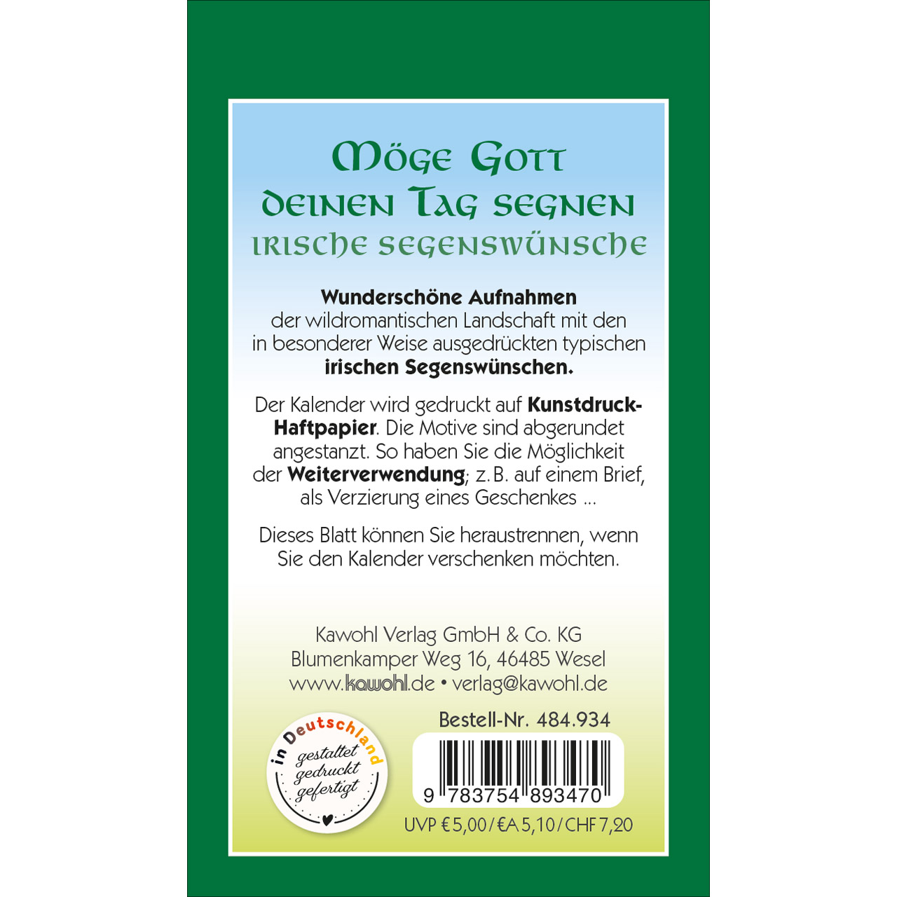 Aufkleberkalender - Möge Gott deinen Tag segnen 2027