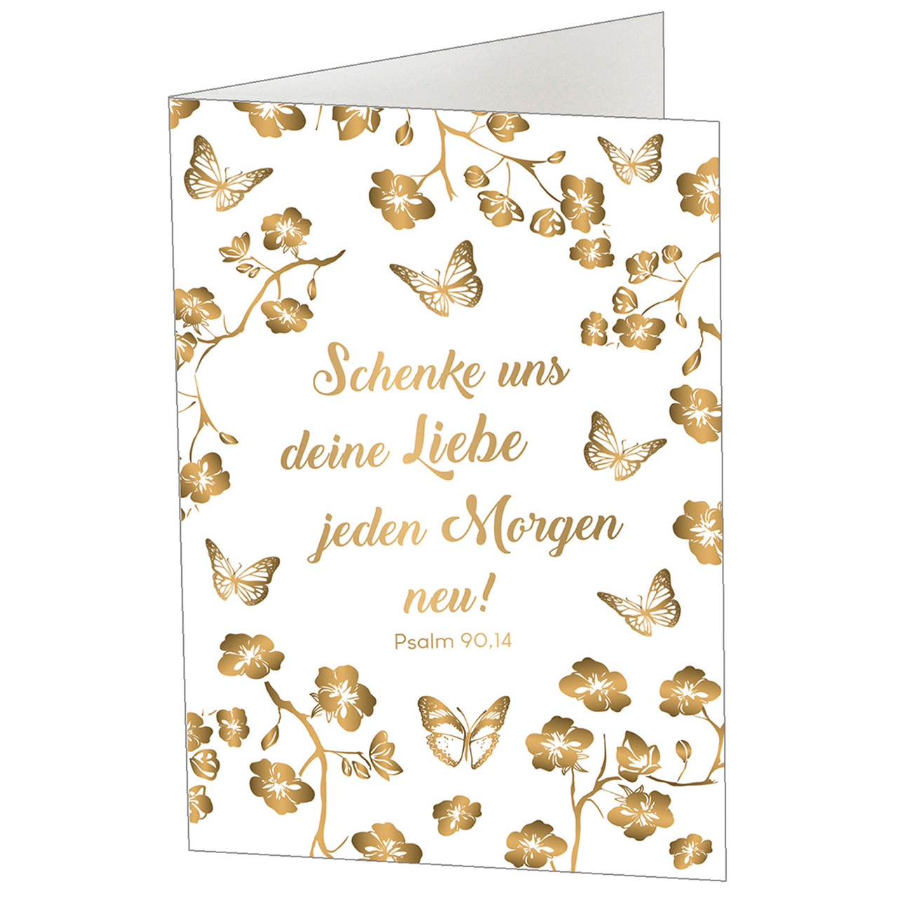 Tasse - Schenke uns deine Liebe - Schmetterlinge / Blumenranken Gold