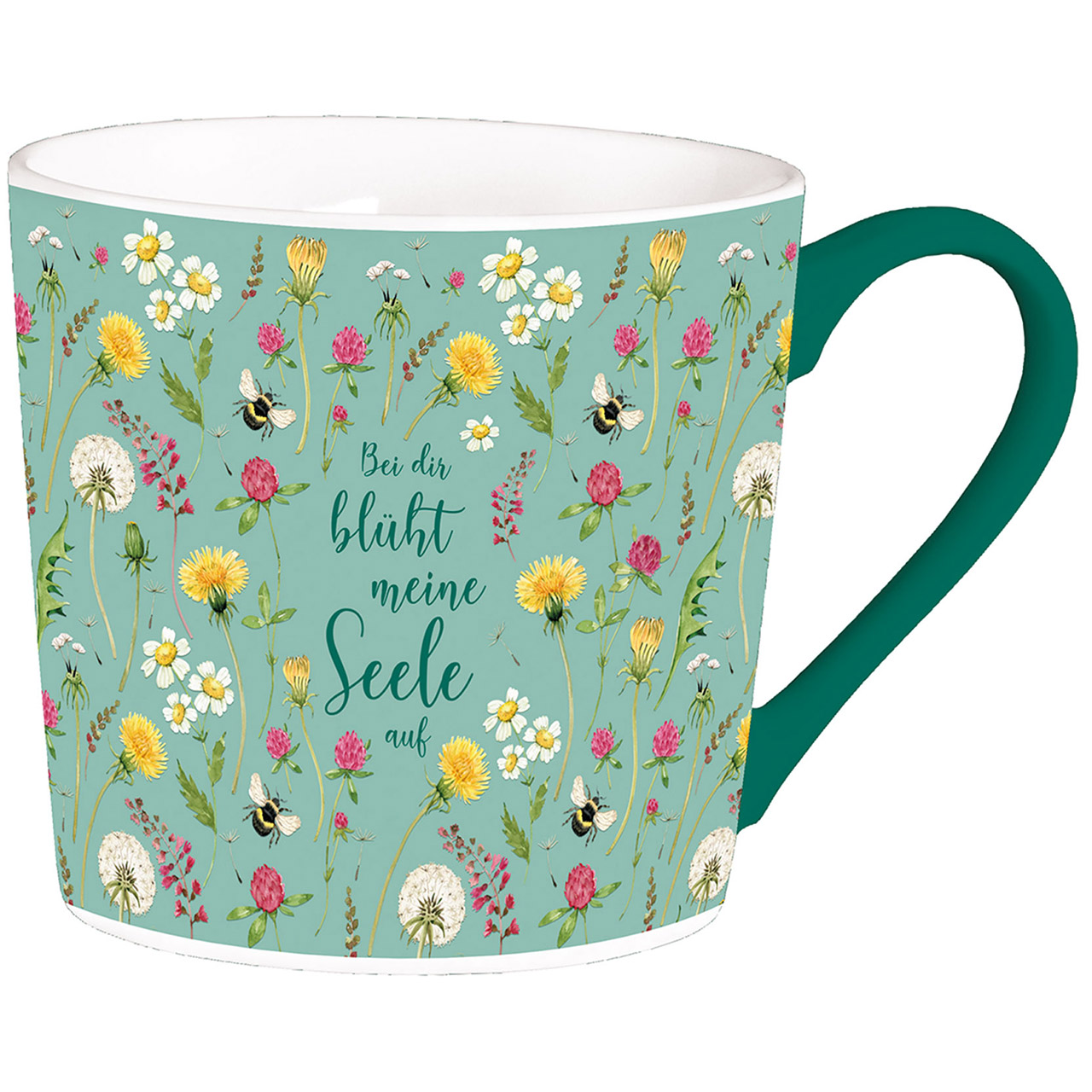Tasse - Bei dir blüht meine Seele auf - Blumen Bienen