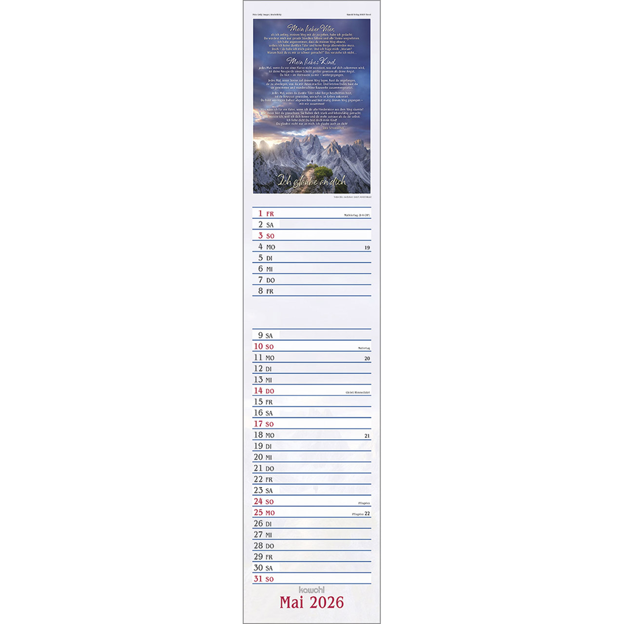 Terminkalender - Das will ich mir schreiben in Herz und Sinn 2026