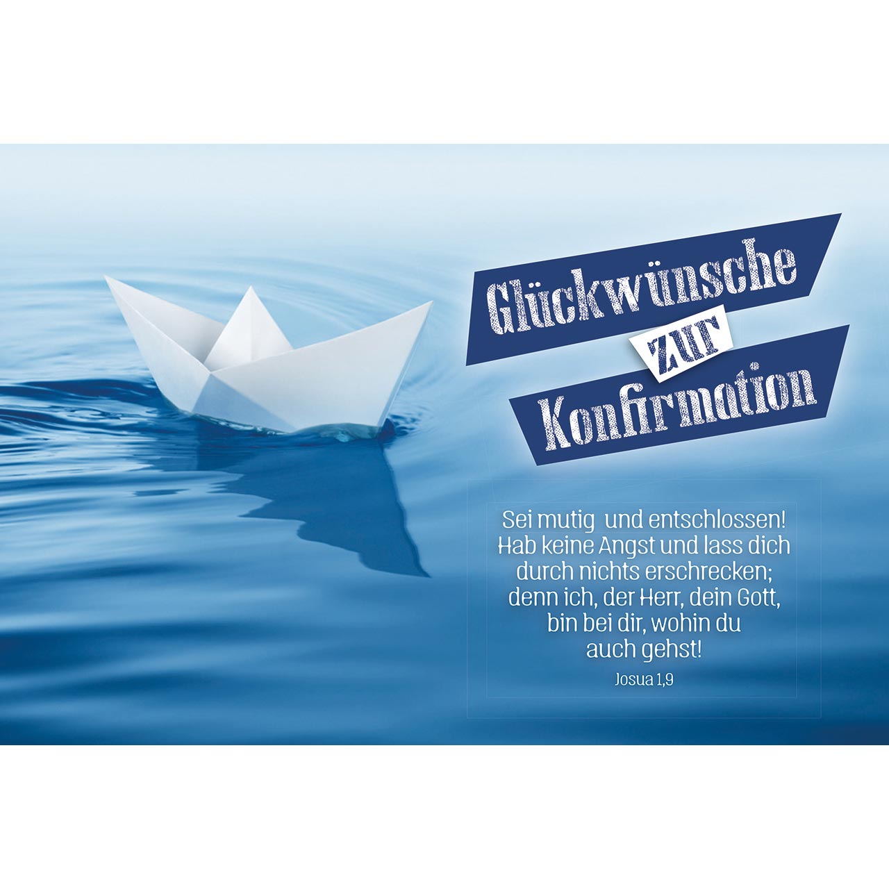 Glückwünsche zur Konfirmation Faltkarte - Glückwünsche zur Konfirmation - Papierschiffchen Wasser