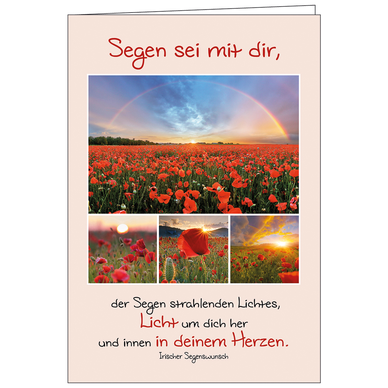 Faltkarte - Segen sei mit dir - Regenbogen Sonne Mohnfeld