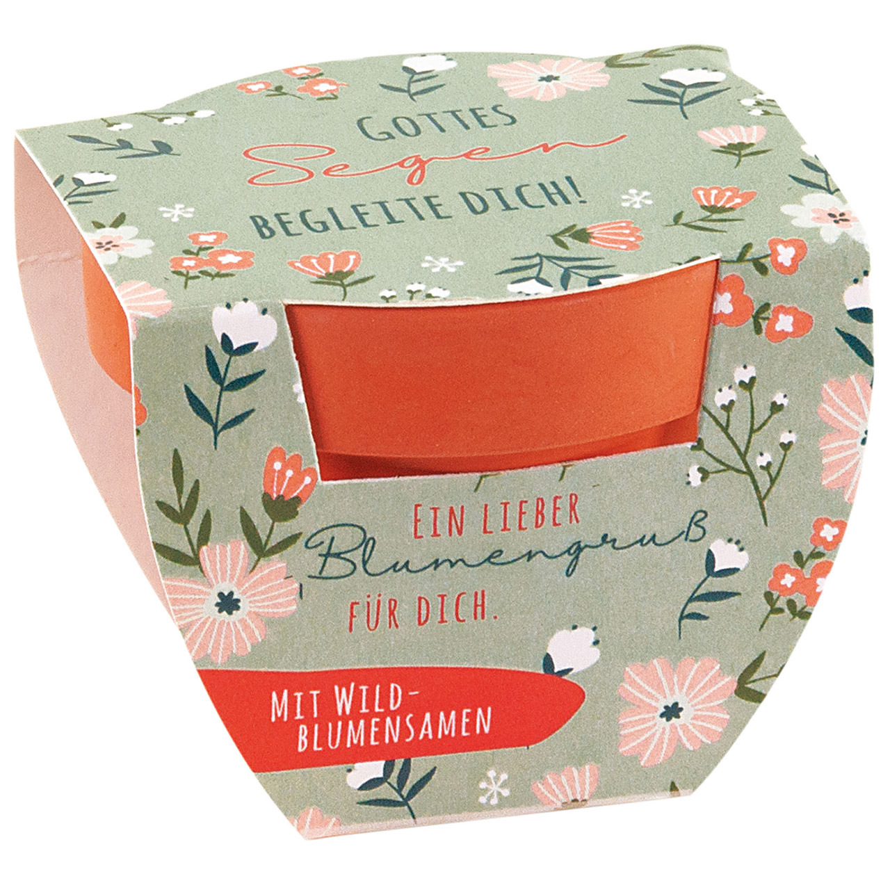 Blumengruß - Gottes Segen begleite dich - Blumen Streumuster grün