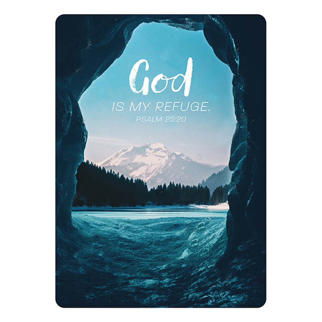 Postkarte - Postkarte 'God is my refuge'  1EX - Berge Schnee Tunnel Bäume