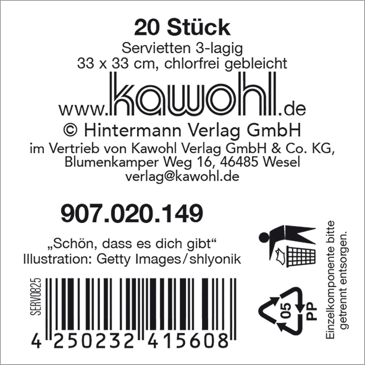 Servietten - Schön, dass es dich gibt - Aquarell Blumen Herz