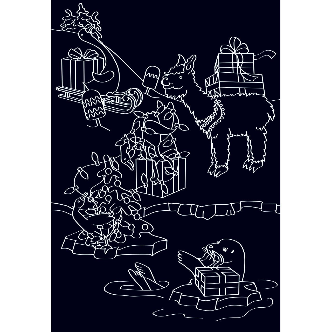 Spiel & Spaß - Winterweihnachtsfreude - Lama Eisbär Tannenbaum Weihnachtsbaum Eisscholle Geschenk Schnee