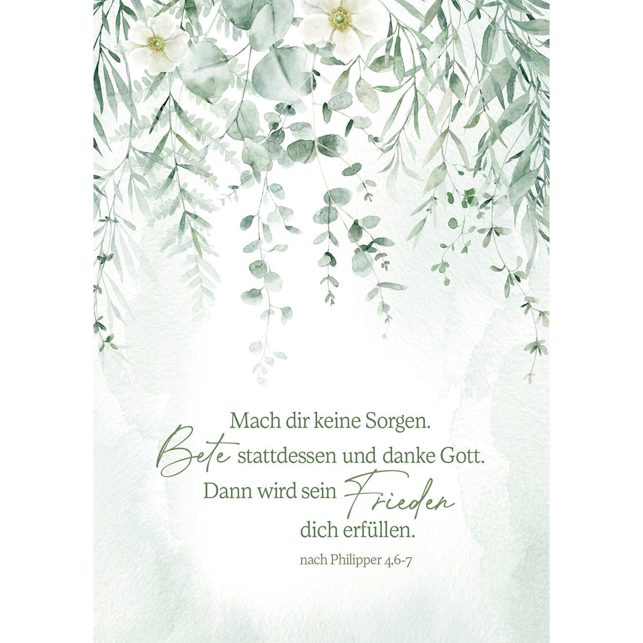 Postkarten - Mach dir keine Sorgen - Aquarell Blumengirlande