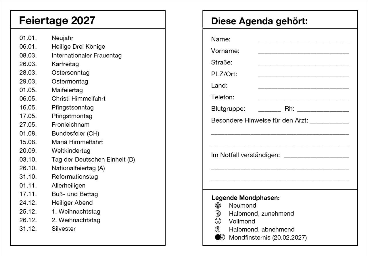 Terminkalender - Farbfoto Agenda 2027