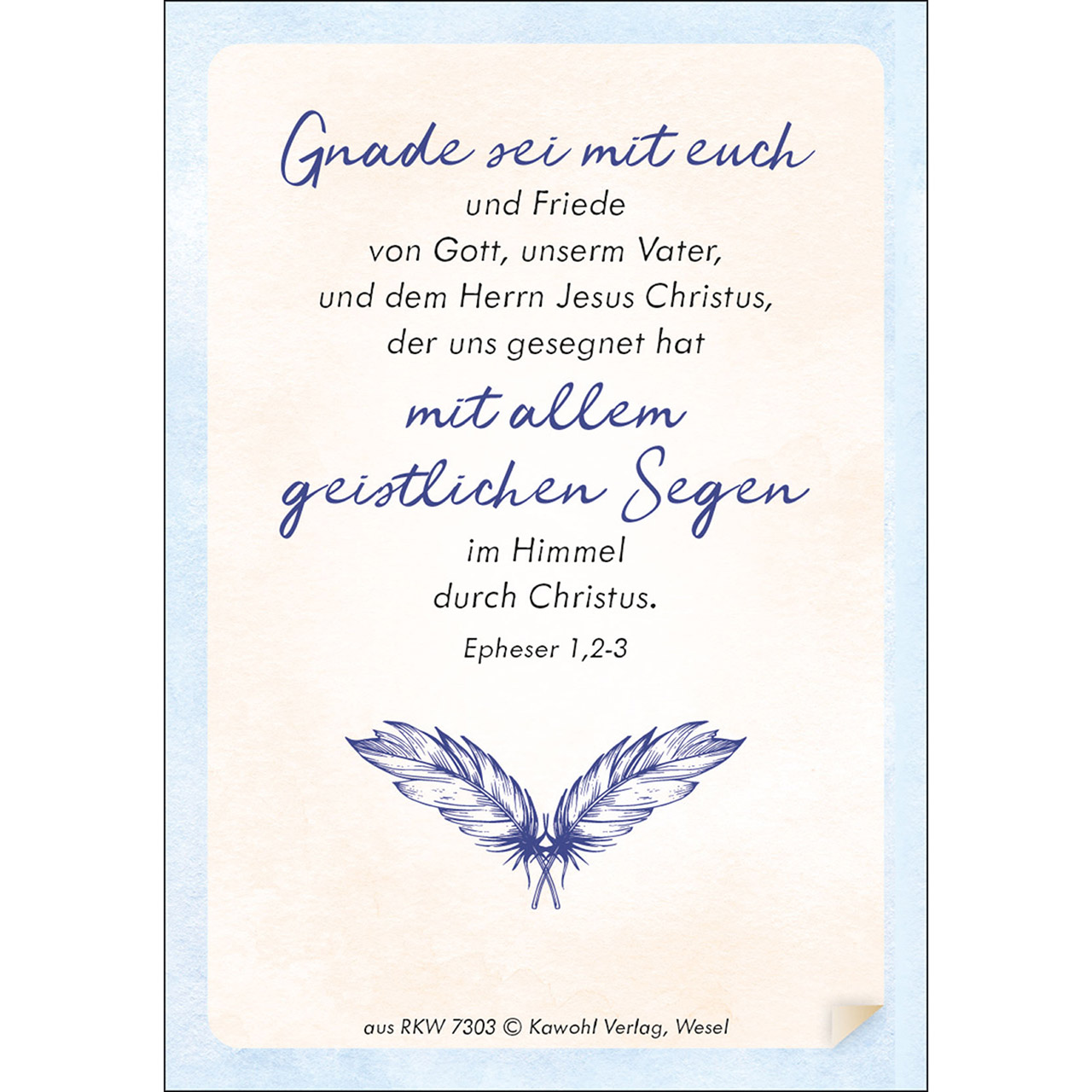 Karten-Box Papier - Ich wünsche Dir Segen - Grafik Federn Möwe Himmel