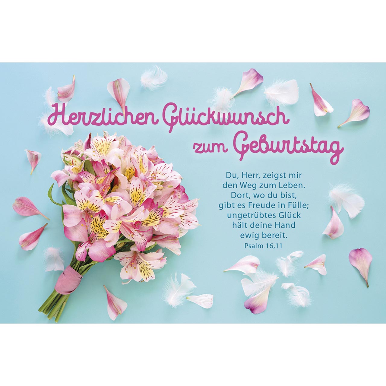 Herzlichen Glückwunsch Faltkarte - Herzlichen Glückwunsch - Blumenstrauß Blütenblätter