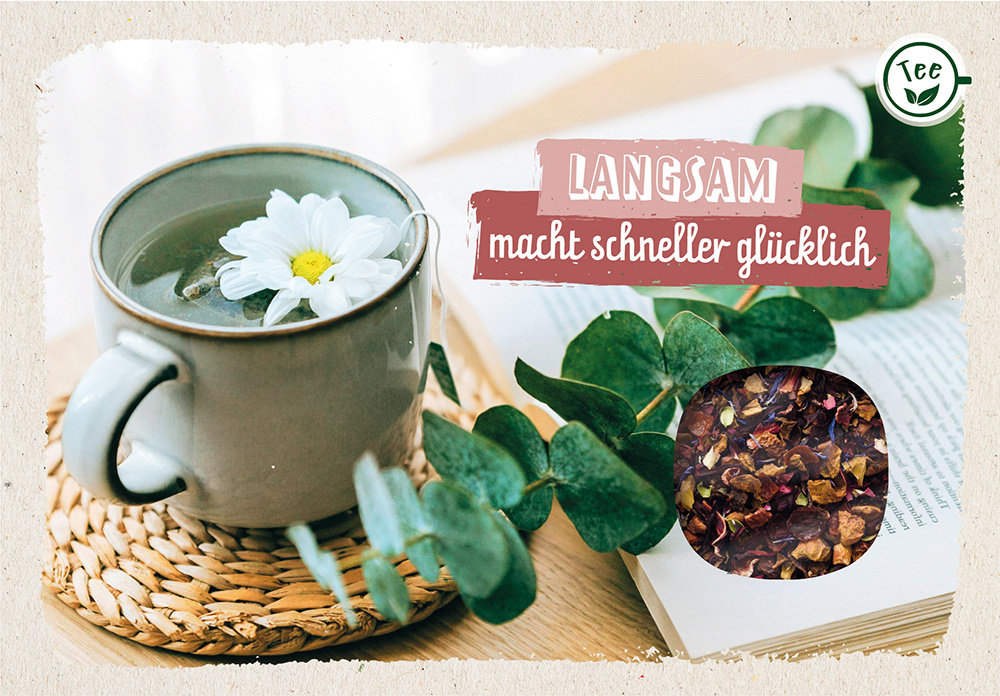 Lebensmittel-Karte - Teekarte "Langsam macht schneller glücklich"