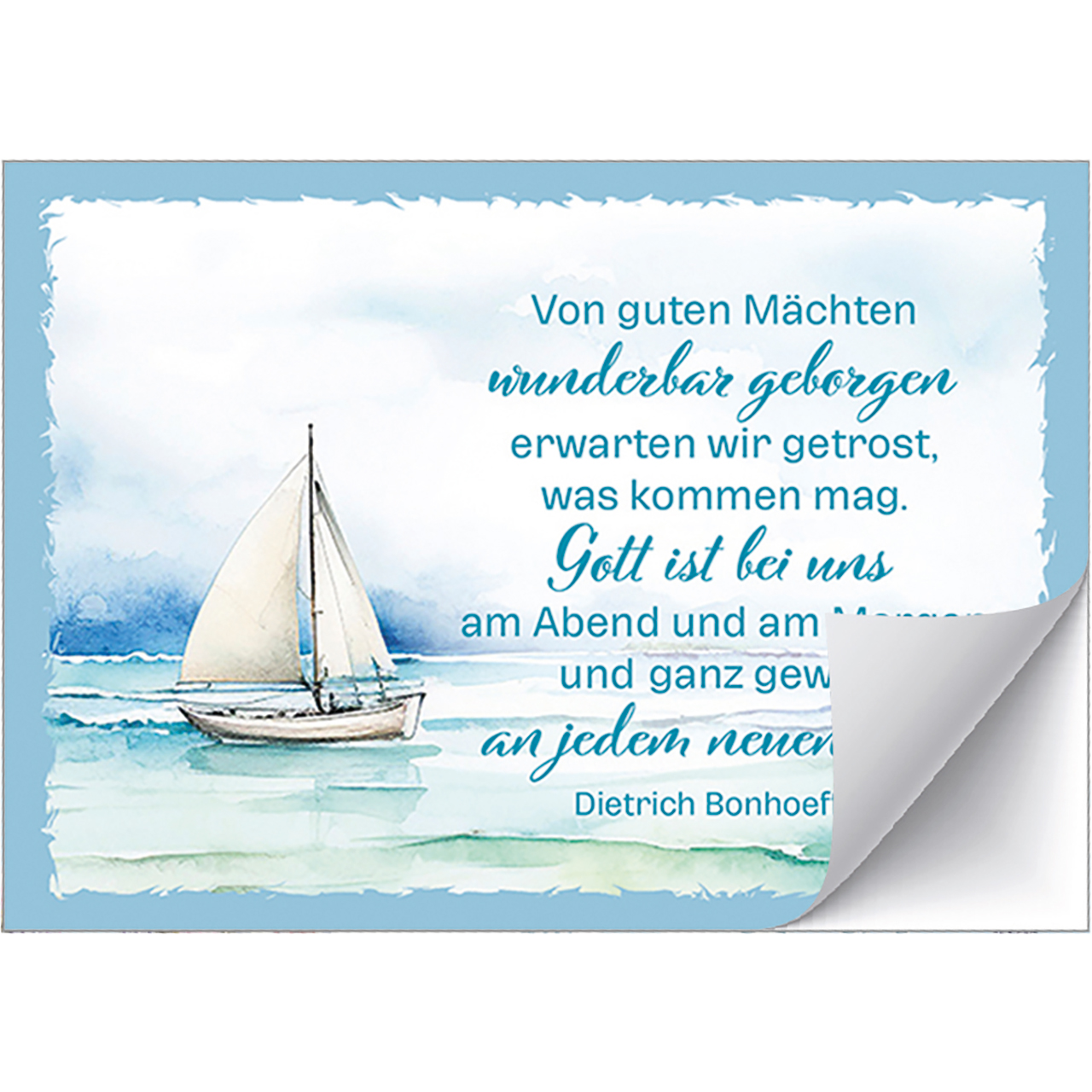 Postkarten mit Aufklebern - Von guten Mächten - Aquarell Segelboot Meer See