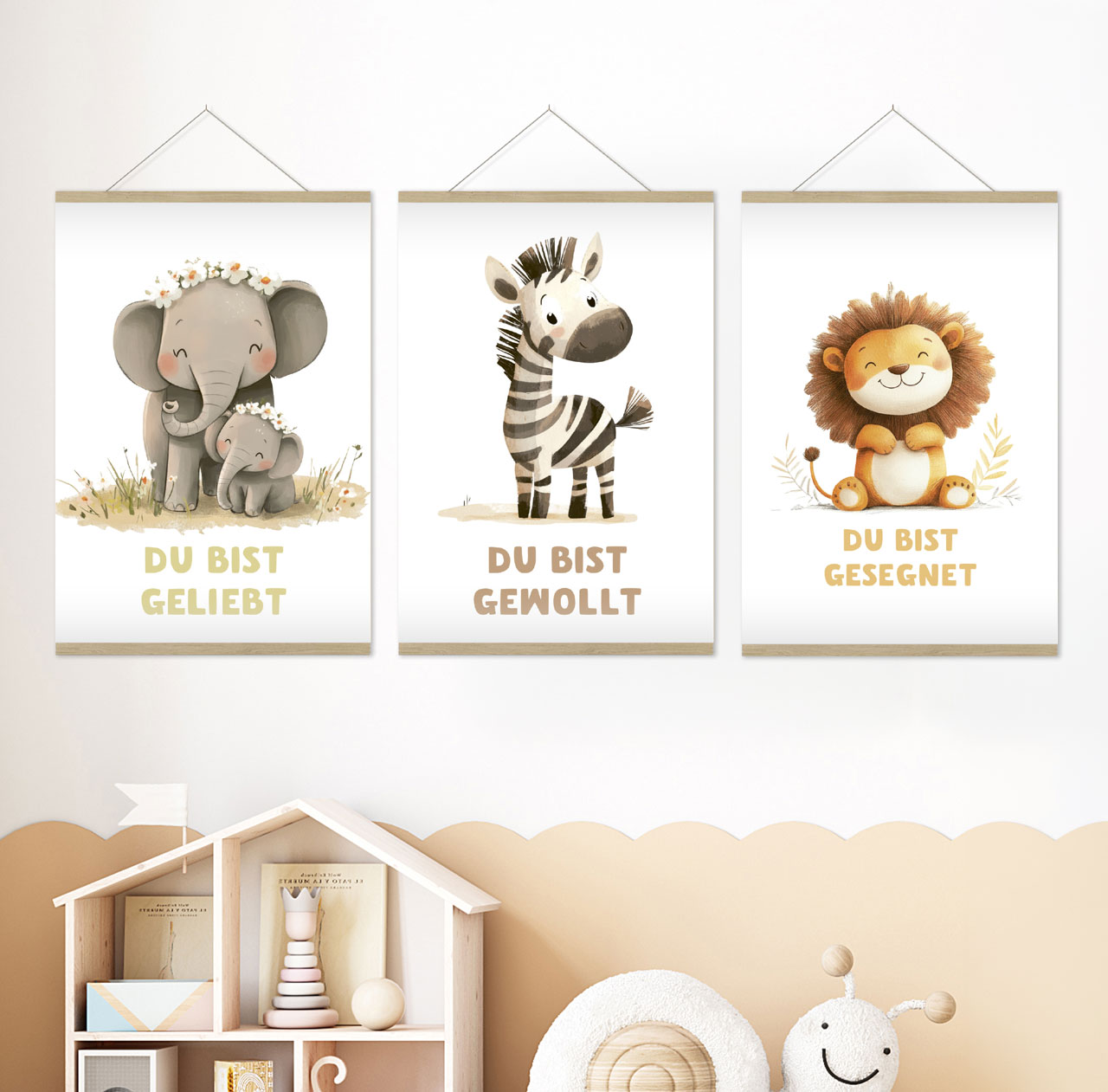 Poster - Poster-Set A3 Elefant, Zebra & Löwe