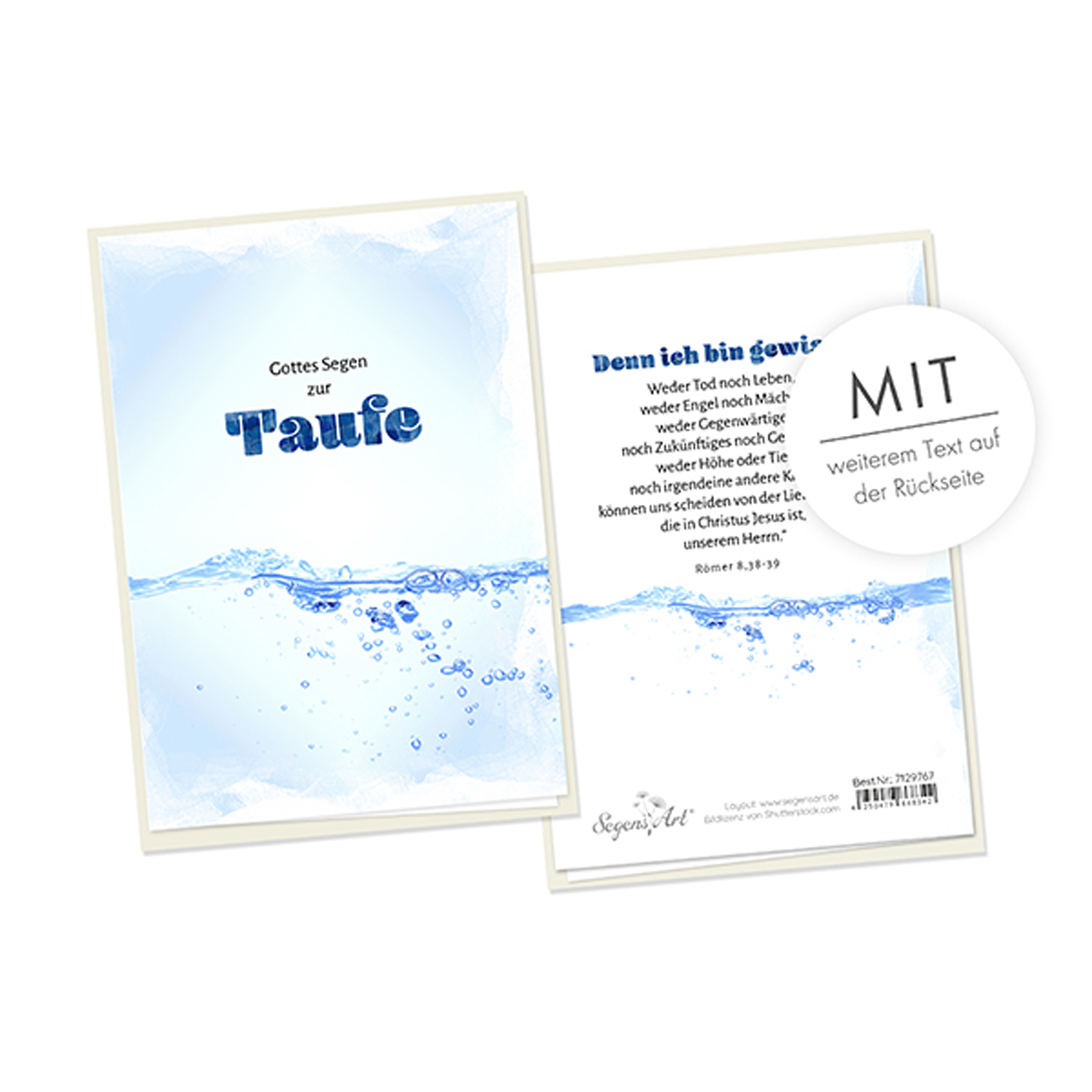 Faltkarte - Faltkarte 'Gottes Segen zur Taufe' (Wasser)